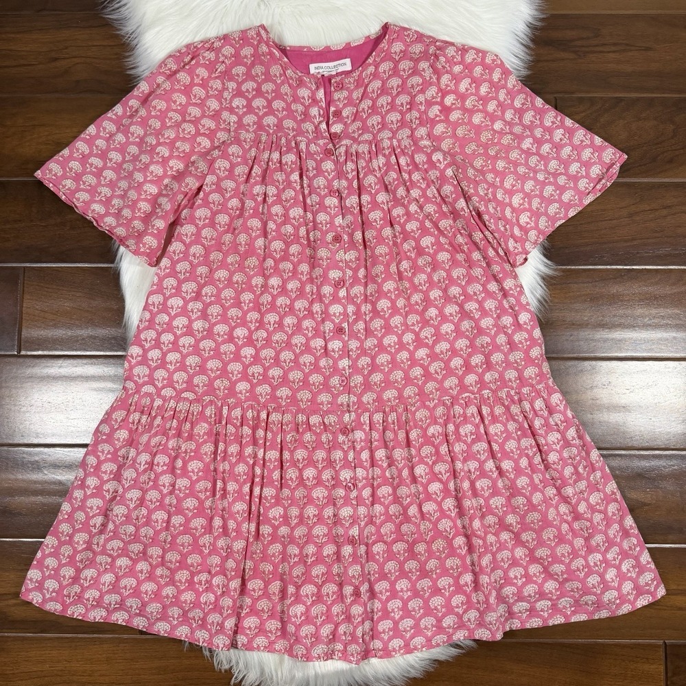 India Collection Emerson Fry Size XS / S Pink Button Amelia Dress Organic Cotton